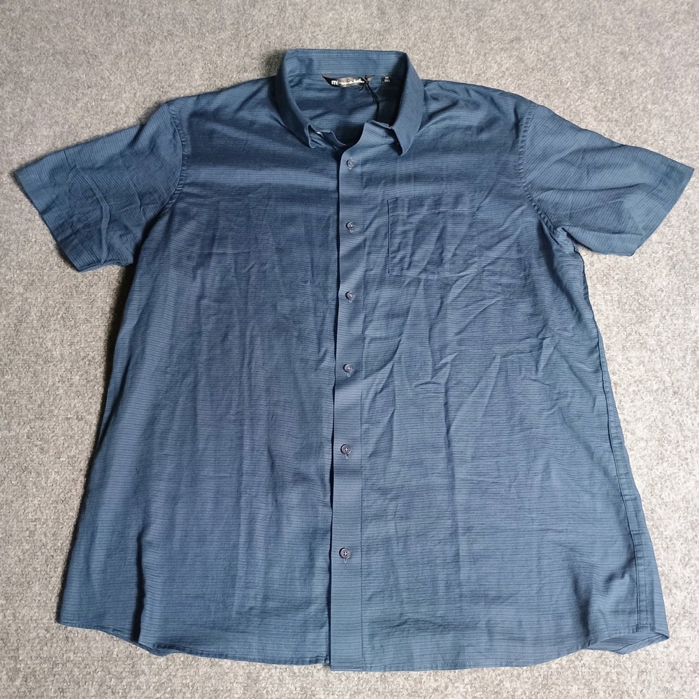 TravisMathew Personal Preference Shirt Mens XXL Blue Short Sleeve Button Up NWT
